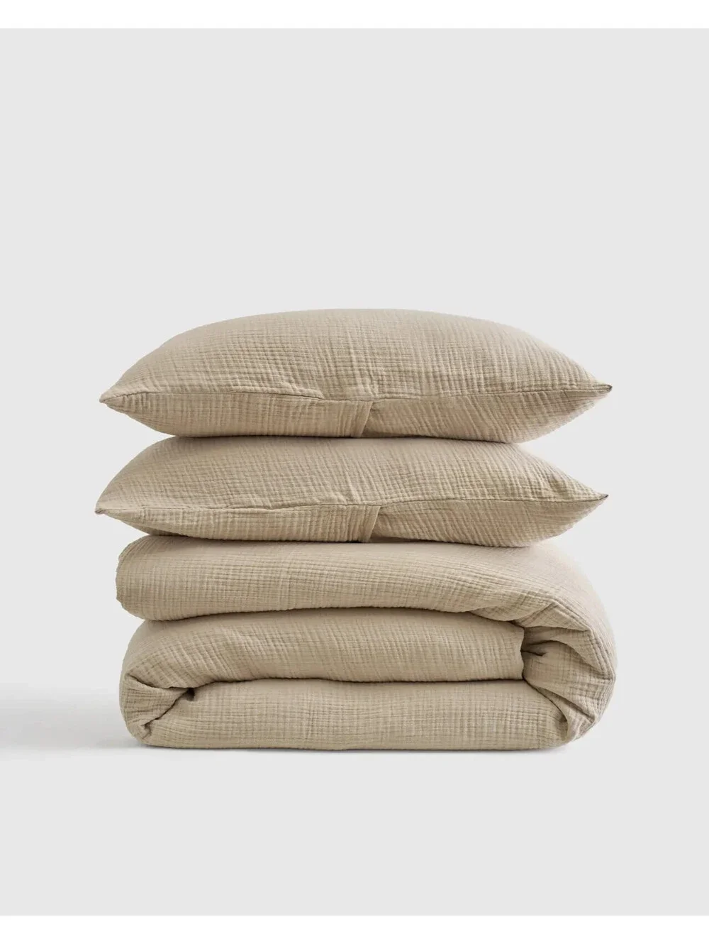 Quince Organic Airy Gauze Duvet Cover Set King Dune 100% Cotton NEW